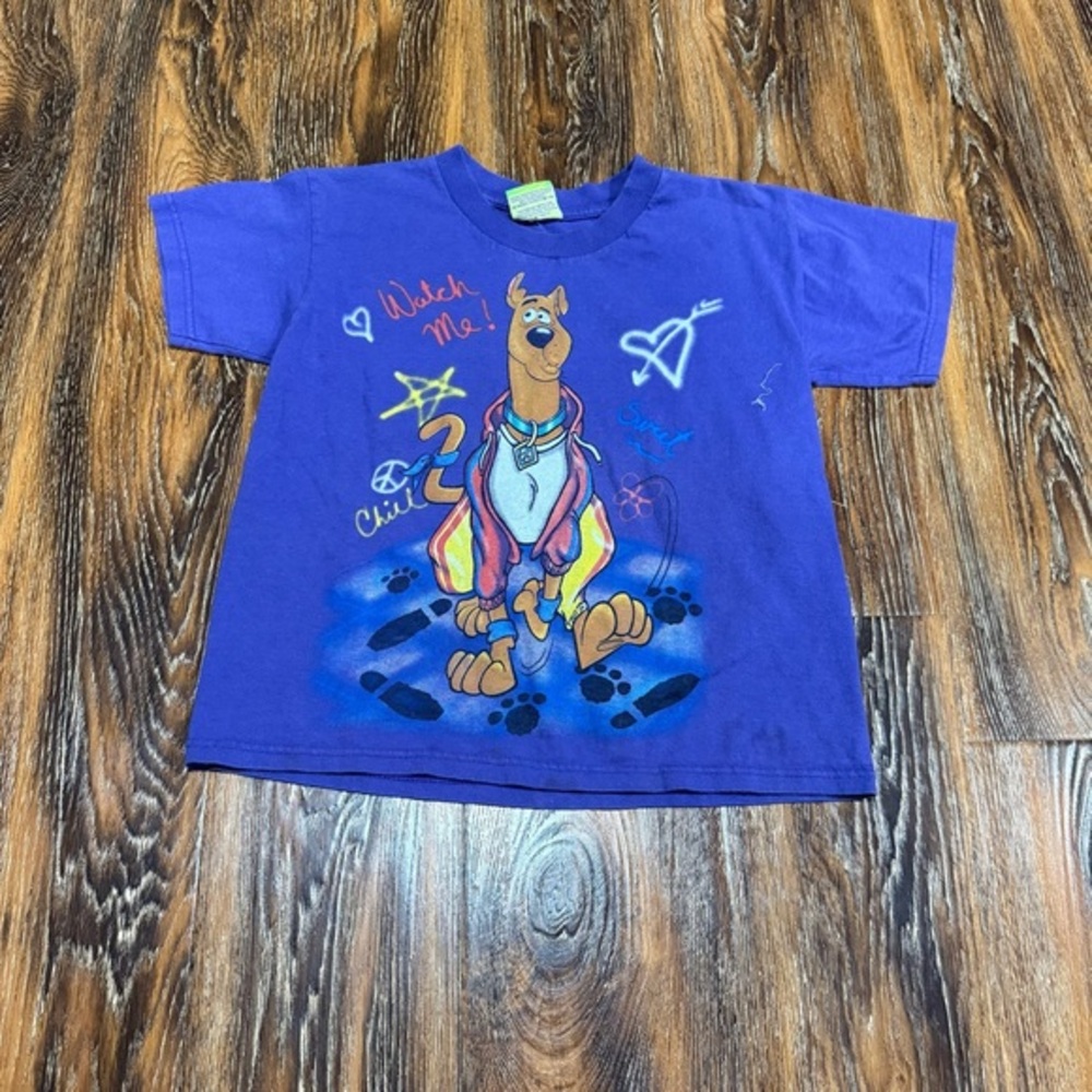 VTG 90s Cartoon Network Scooby-Doo Purple Kids Graphic Logo T-Shirt 1998‎ M 8-10